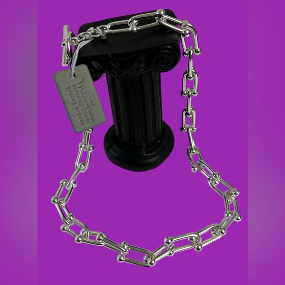 Mia Fiore Necklace Sterling Silver Plated Bronze Made In Italy U Line New - Picture 6 of 16